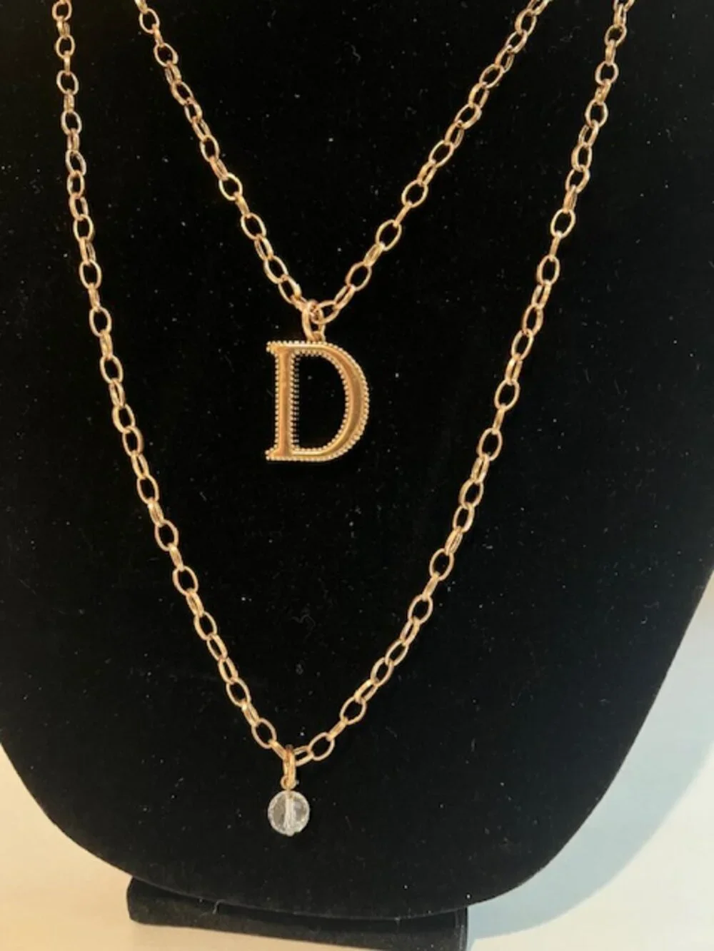 Katia Designs "Original Light Necklace" Initial "D" layered gold. NNW - Picture 3 of 3